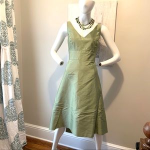 Ann Taylor sage green silk retro style dress